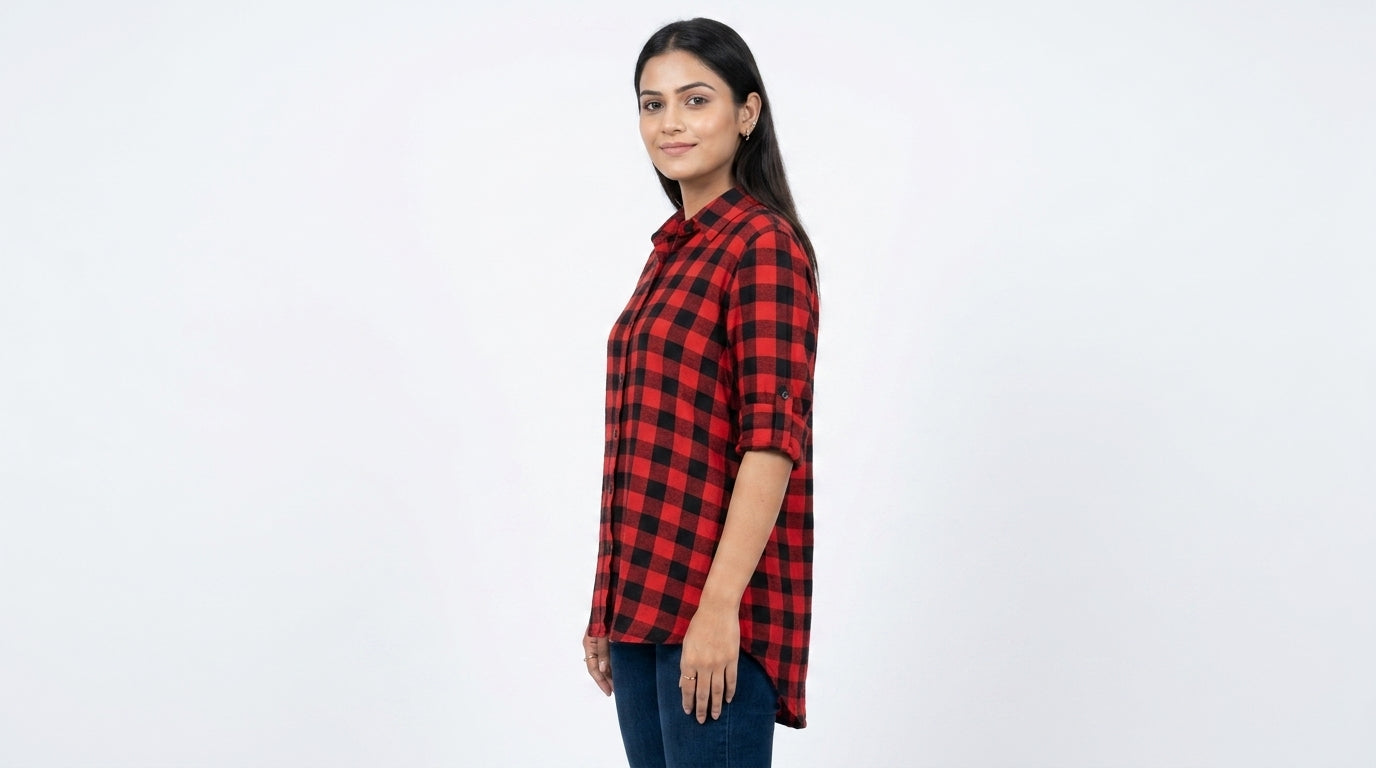 Red & Black Checkered Casual Shirt