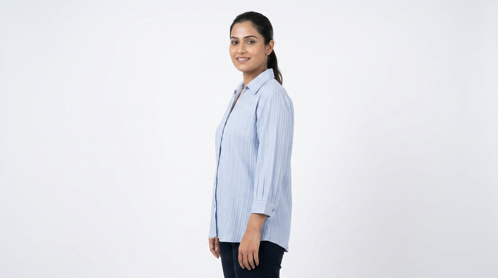 Light Blue Self-Design Casual Shirt