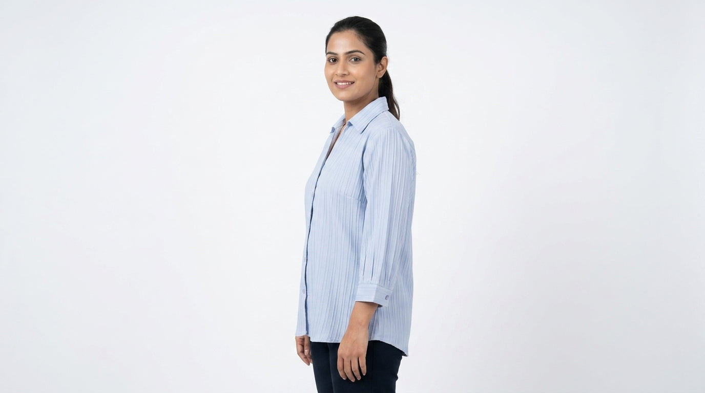 Light Blue Self-Design Casual Shirt