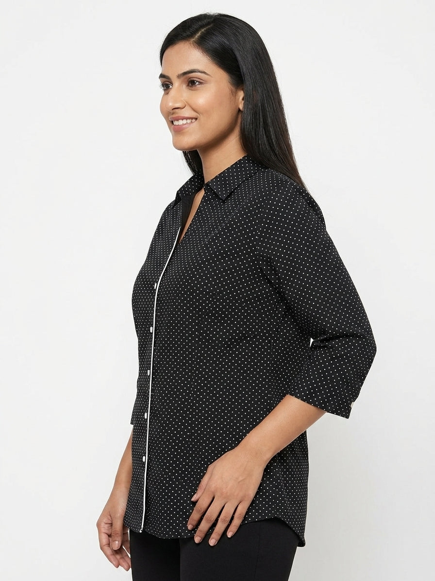 Black Polka Dot Casual Shirt