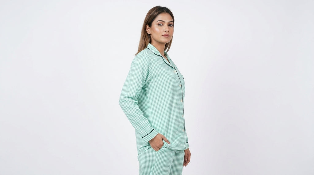Mint Green Checkered Full Sleeve Casual Shirt