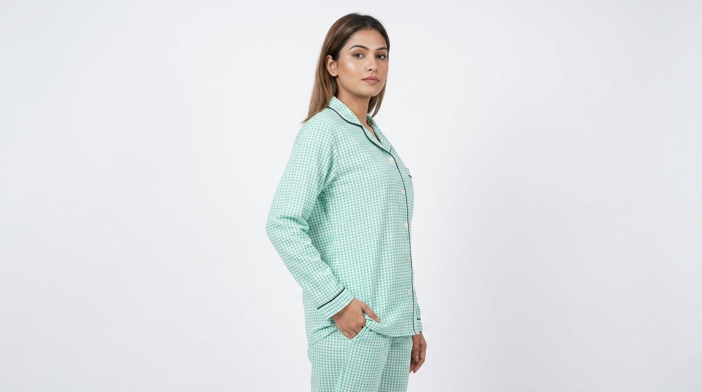 Mint Green Checkered Full Sleeve Casual Shirt