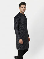 Black Floral Printed Long Sleeve Kurti