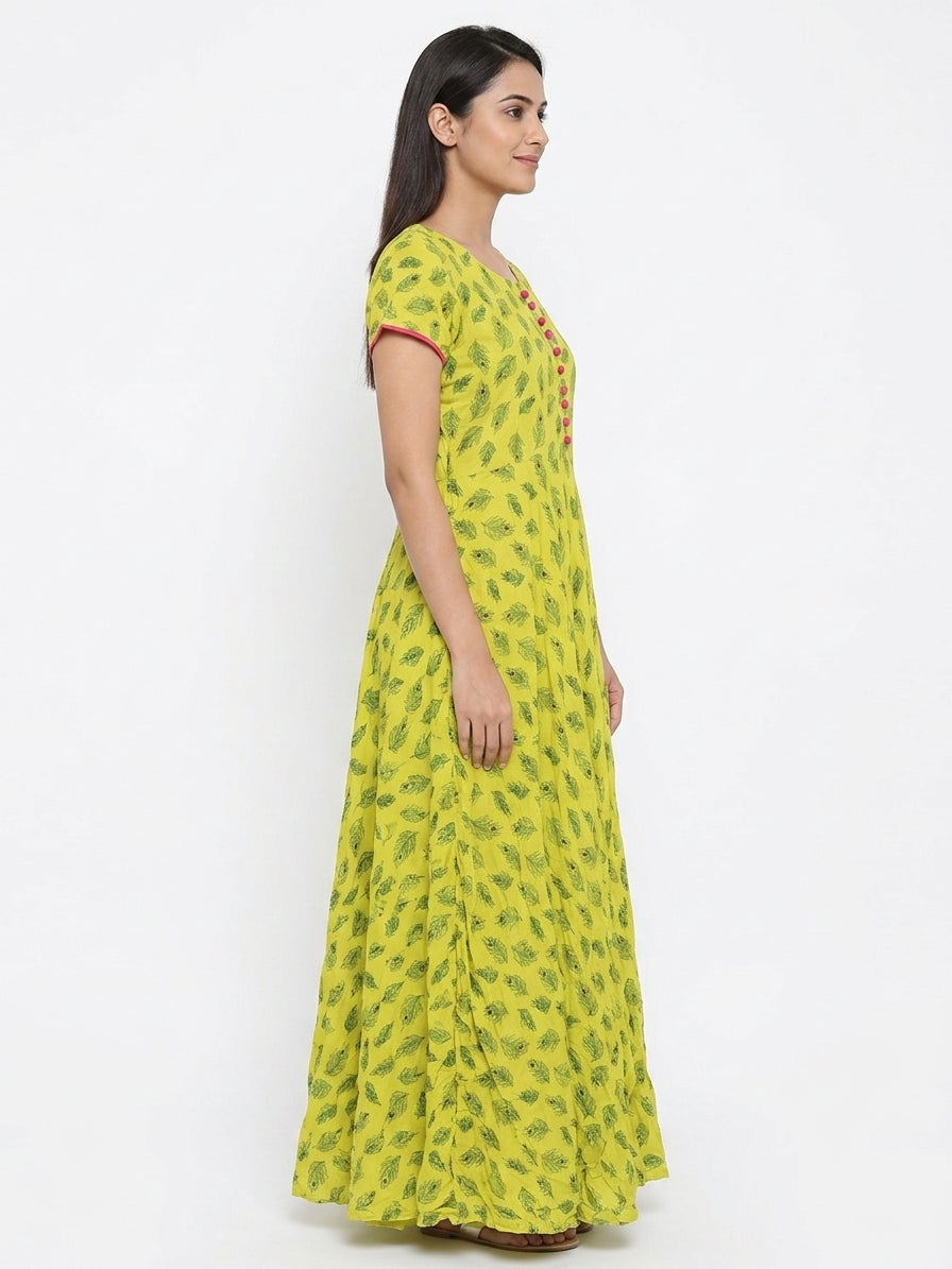 Lemon Printed Flared Dress