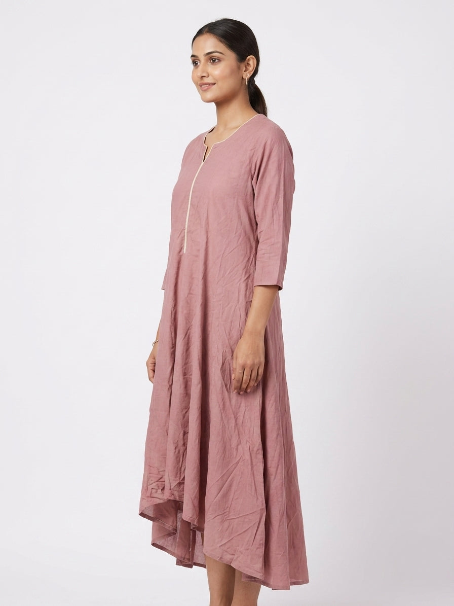Mauve Solid Flared Kurti