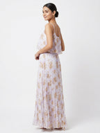 Women's Multi Floral Printed Flared Maxi Dress