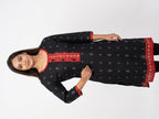 Women's Black Ethnic Print Viscose Kurta