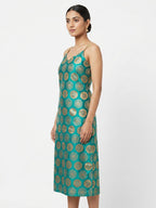 Sea Green Ethnic Print Strappy Dress