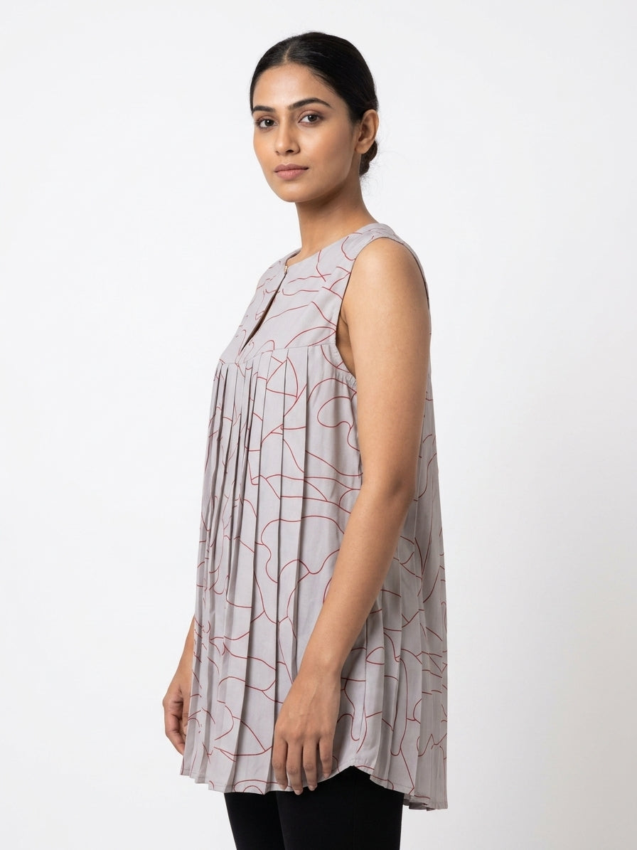 Grey Pleat Back Top