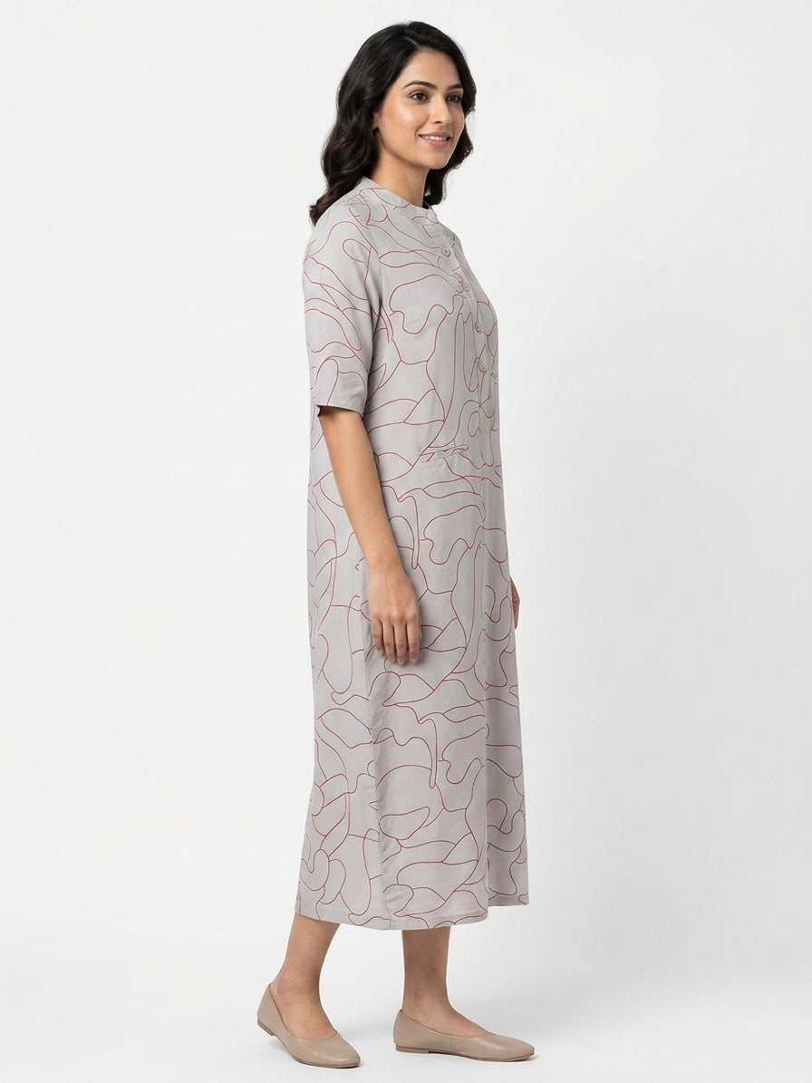 Grey Tunic Kaftan Dress