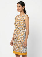 Geometric Print Sleeveless Straight Dress
