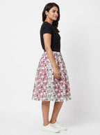 Women's Multi-color Geometric Printed Flared Skirt