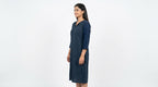 Women's Dark Blue Solid Relaxed Fit Midi Dress