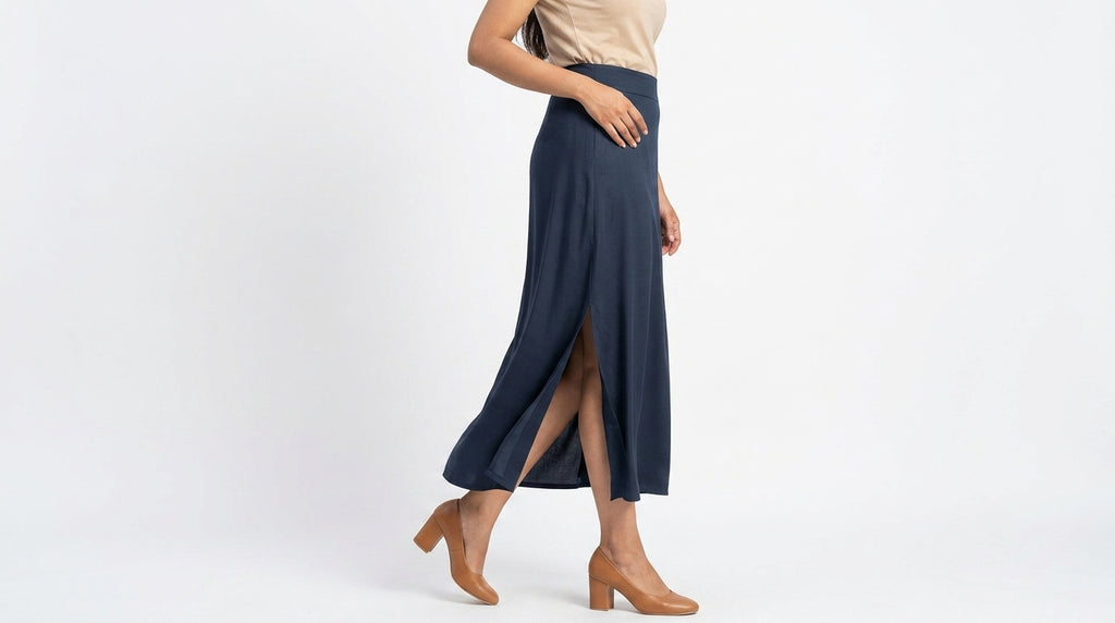 Women's Dark Navy Solid Skirt