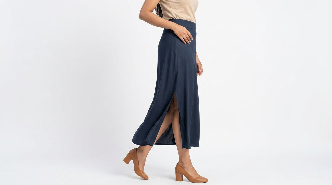 Women's Dark Navy Solid Skirt