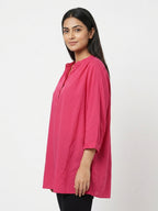 Pink Solid Relaxed Fit Tunic Top
