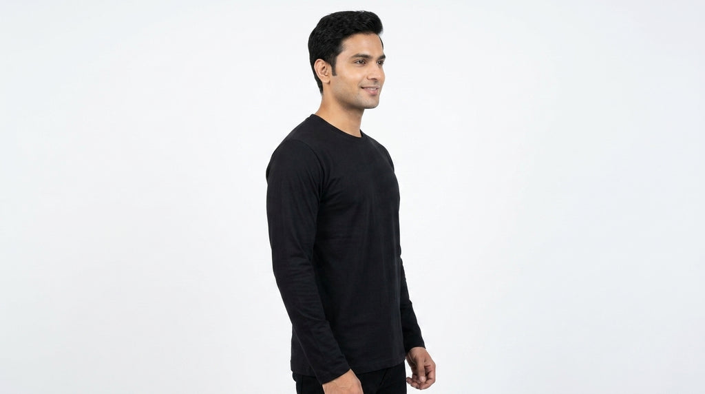 Men's Black Solid Full Sleeve T-shirt