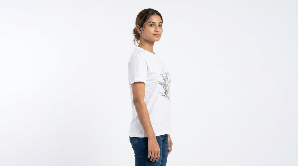 White Graphic Printed Round Neck T-Shirt