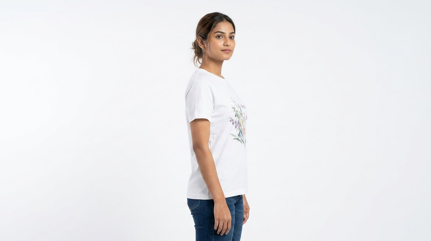 White Graphic Printed Round Neck T-Shirt