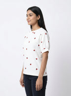 Women's White Watermelon Print Regular Fit T-Shirt
