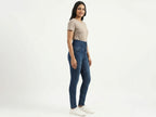 Women's Dark Blue High-Waist Slim Fit Jeans