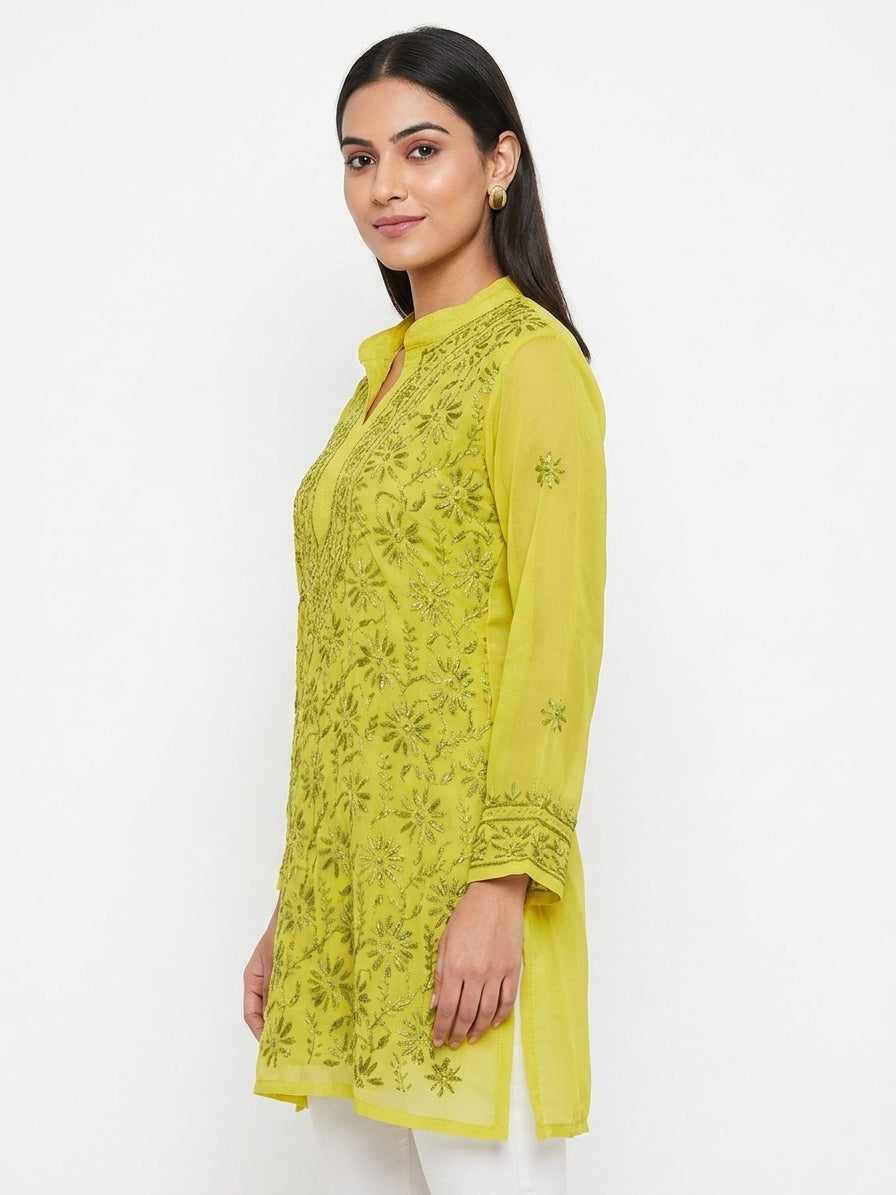 Lemon Embellished Floral Kurti