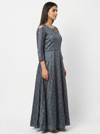 Women's Dark Grey Printed Viscose Kurti
