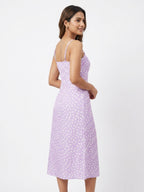 Women's Light Purple Printed A-line Midi Dress