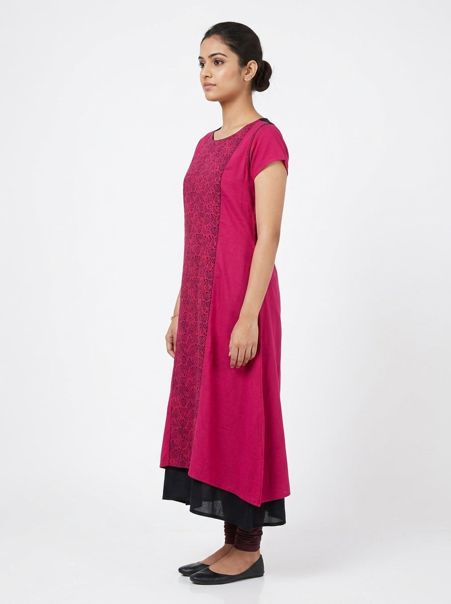 Magenta Ethnic Print Relaxed Fit Kurti