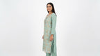 Sea Green Embellished Floral Viscose Kurti