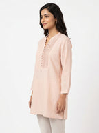 Peach Relaxed Fit Pleated Tunic Top