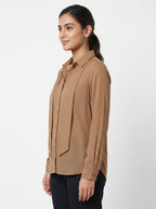 Brown Polka Dot Long Sleeve Top