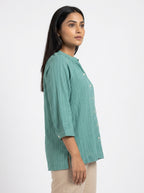 Sea Green Textured Relaxed Fit Top