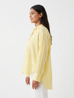 Women's Yellow Solid Relaxed Fit Casual Top
