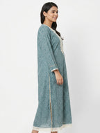 Teal Ethnic Print Relaxed Fit Dress