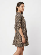 Women's Multi Animal Print Flared Dress