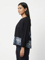 Women's Black Tie-Dye Long Sleeve Top