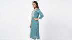 Teal Embellished Straight Fit Cotton Blend Kurti