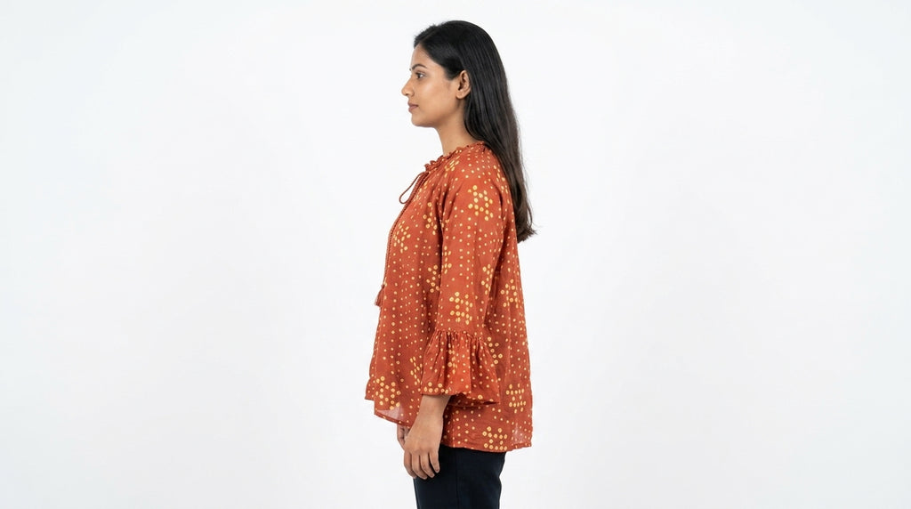 Women's Rust Tie-Dye Relaxed Fit Top