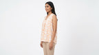 Peach and White Printed Sleeveless Relaxed Fit Top
