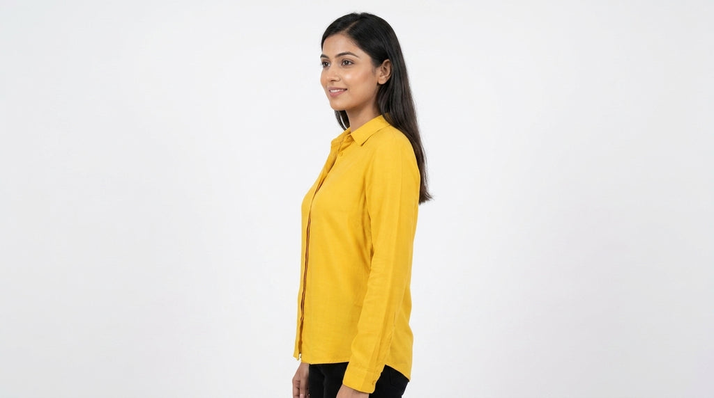 Yellow Solid Casual Full-Sleeve Shirt