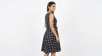 Black and White Checkered Flared Dress