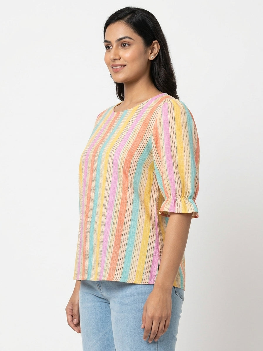 Multi-Color Striped Relaxed Fit Top