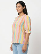 Multi-Color Striped Relaxed Fit Top