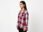 Red & White Plaid Relaxed Fit Casual Shirt
