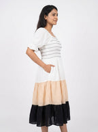 Multi-Colored Tiered Color Block Dress