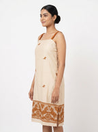 Cream Ethnic Print Casual Kurti