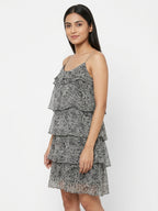 Multi-Color Printed Tiered Strappy Dress