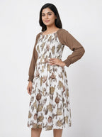 Women's Multi Abstract Print Smocked A-line Dress