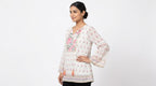 Off White Floral Printed Casual Top